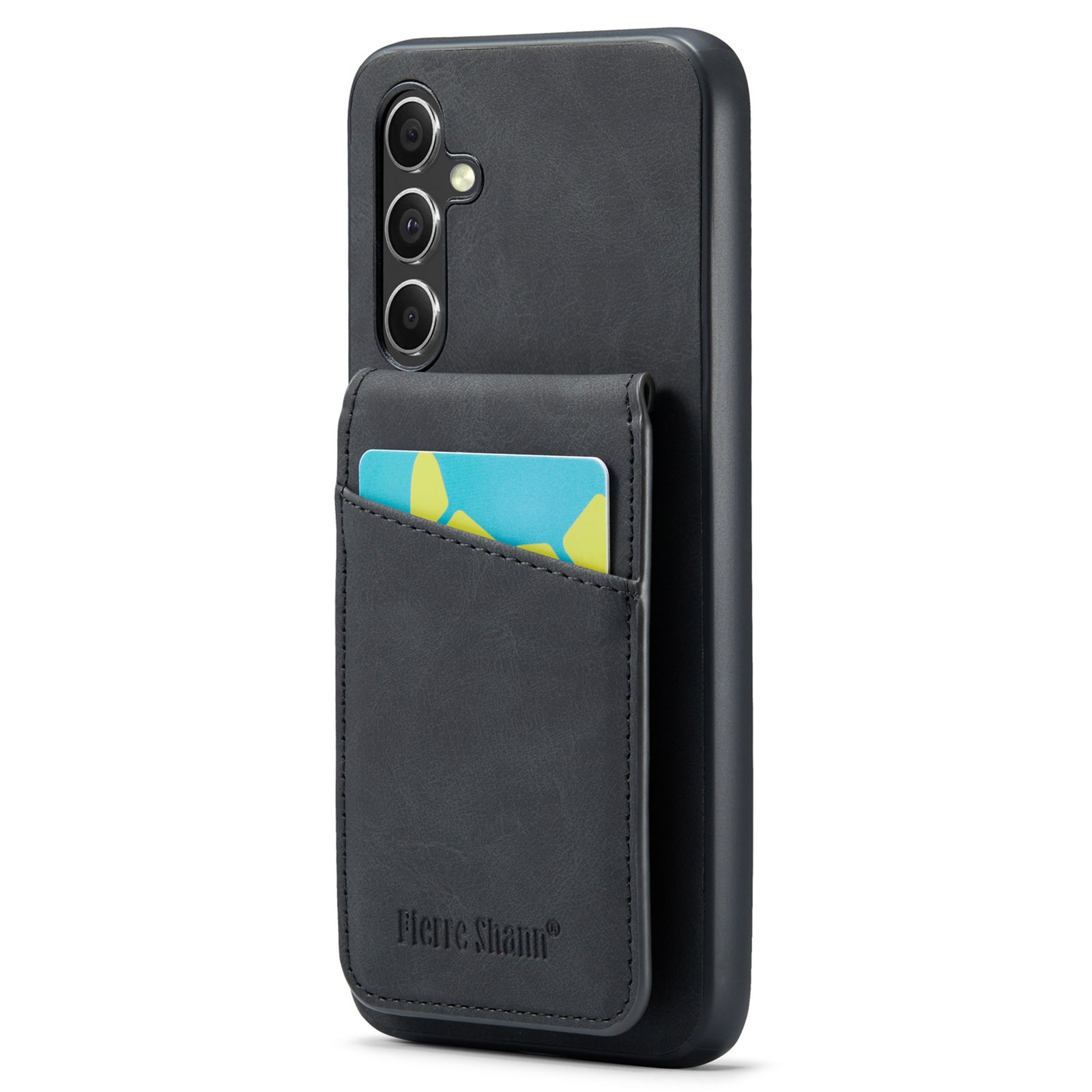 FIERRE SHANN For Samsung Galaxy A34 5G PU Leather TPU Shell RFID Blocking Card Holder Kickstand Phone Case