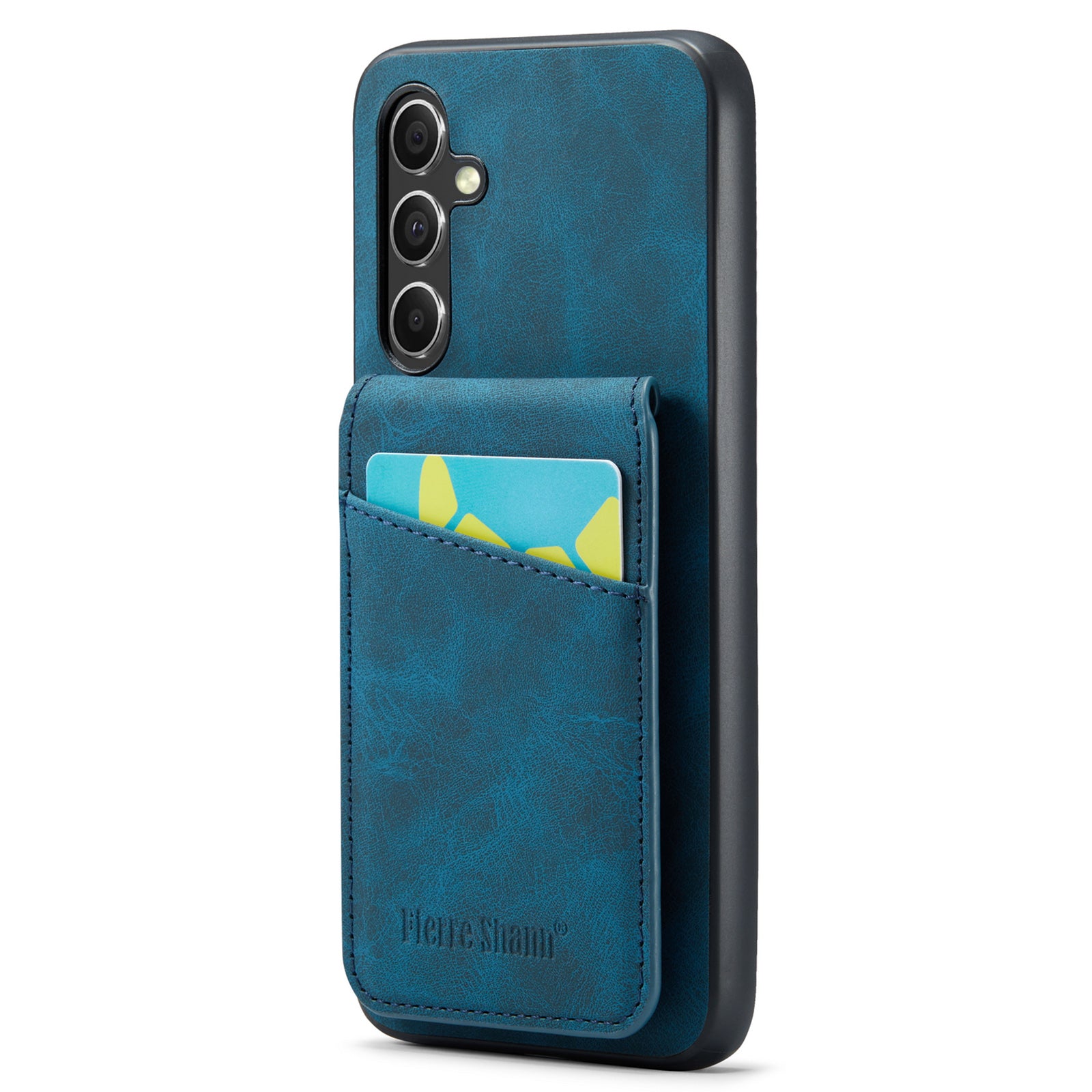 FIERRE SHANN For Samsung Galaxy A34 5G PU Leather TPU Shell RFID Blocking Card Holder Kickstand Phone Case