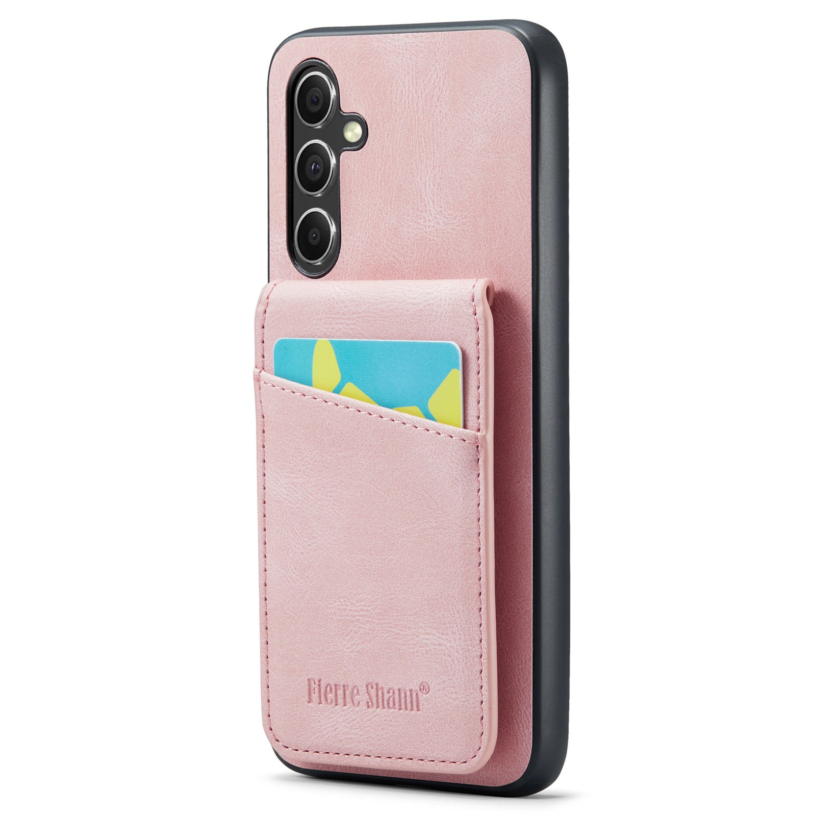 FIERRE SHANN For Samsung Galaxy A34 5G PU Leather TPU Shell RFID Blocking Card Holder Kickstand Phone Case