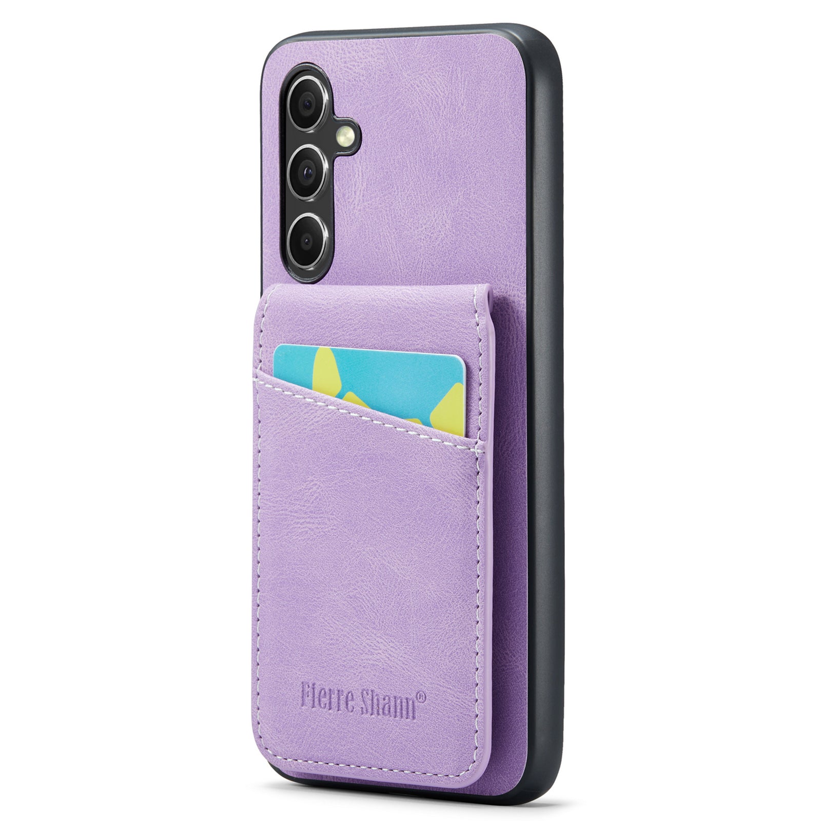 FIERRE SHANN For Samsung Galaxy A34 5G PU Leather TPU Shell RFID Blocking Card Holder Kickstand Phone Case