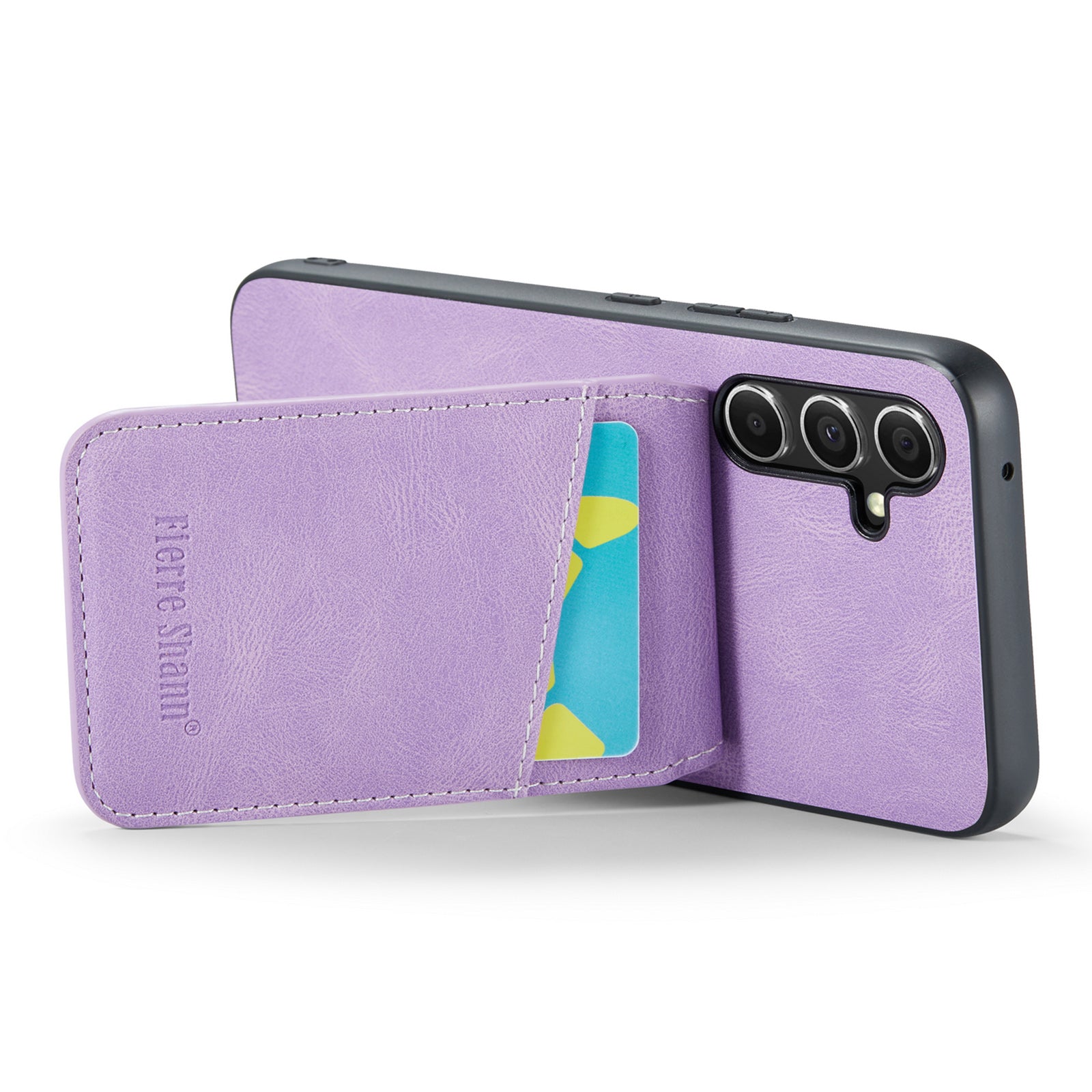 FIERRE SHANN For Samsung Galaxy A34 5G PU Leather TPU Shell RFID Blocking Card Holder Kickstand Phone Case