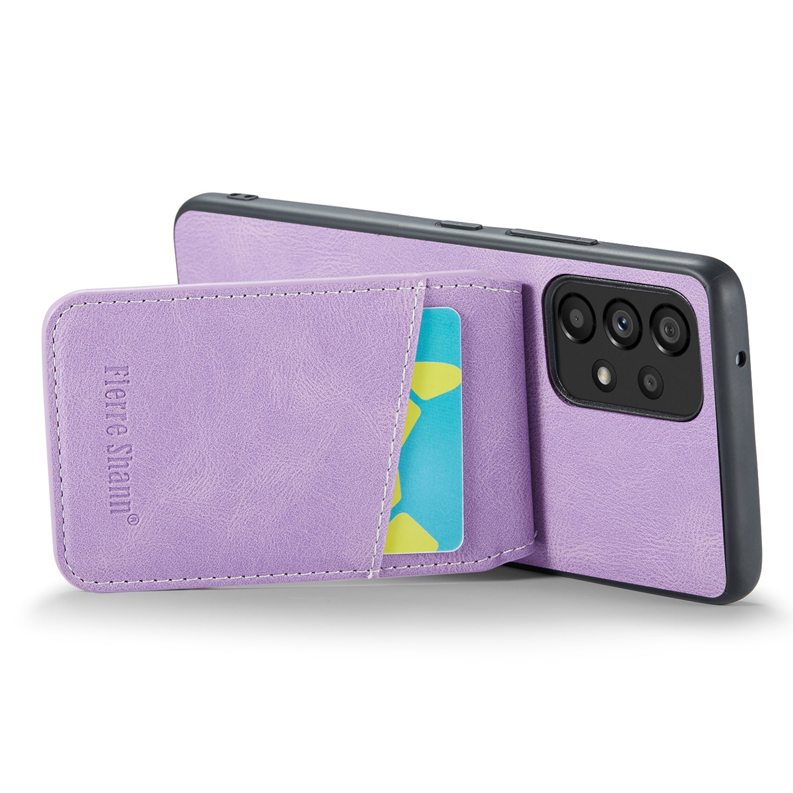 FIERRE SHANN PU Leather TPU Phone Shell for Samsung Galaxy A53 5G RFID Blocking Card Holder Kickstand Case