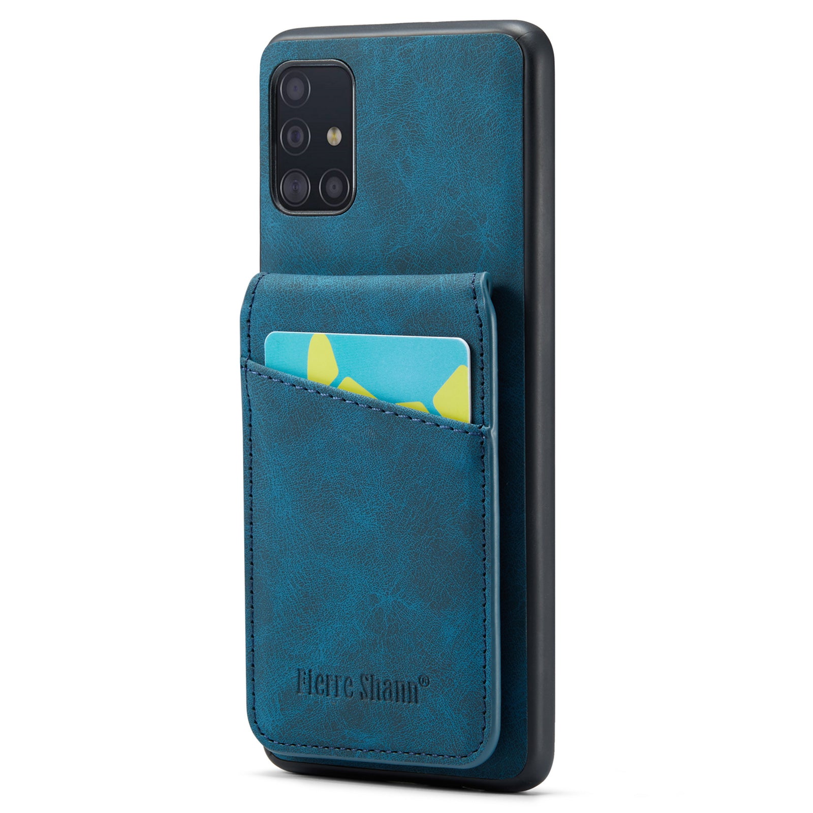 FIERRE SHANN For Samsung Galaxy A71 5G SM-A716 Kickstand Case PU Leather TPU Phone Shell with Card Slots