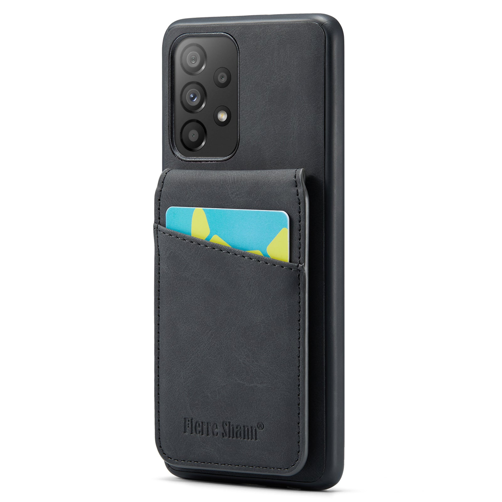 FIERRE SHANN Back Case for Samsung Galaxy A73 5G PU Leather TPU Phone Kickstand Shell with Card Slots