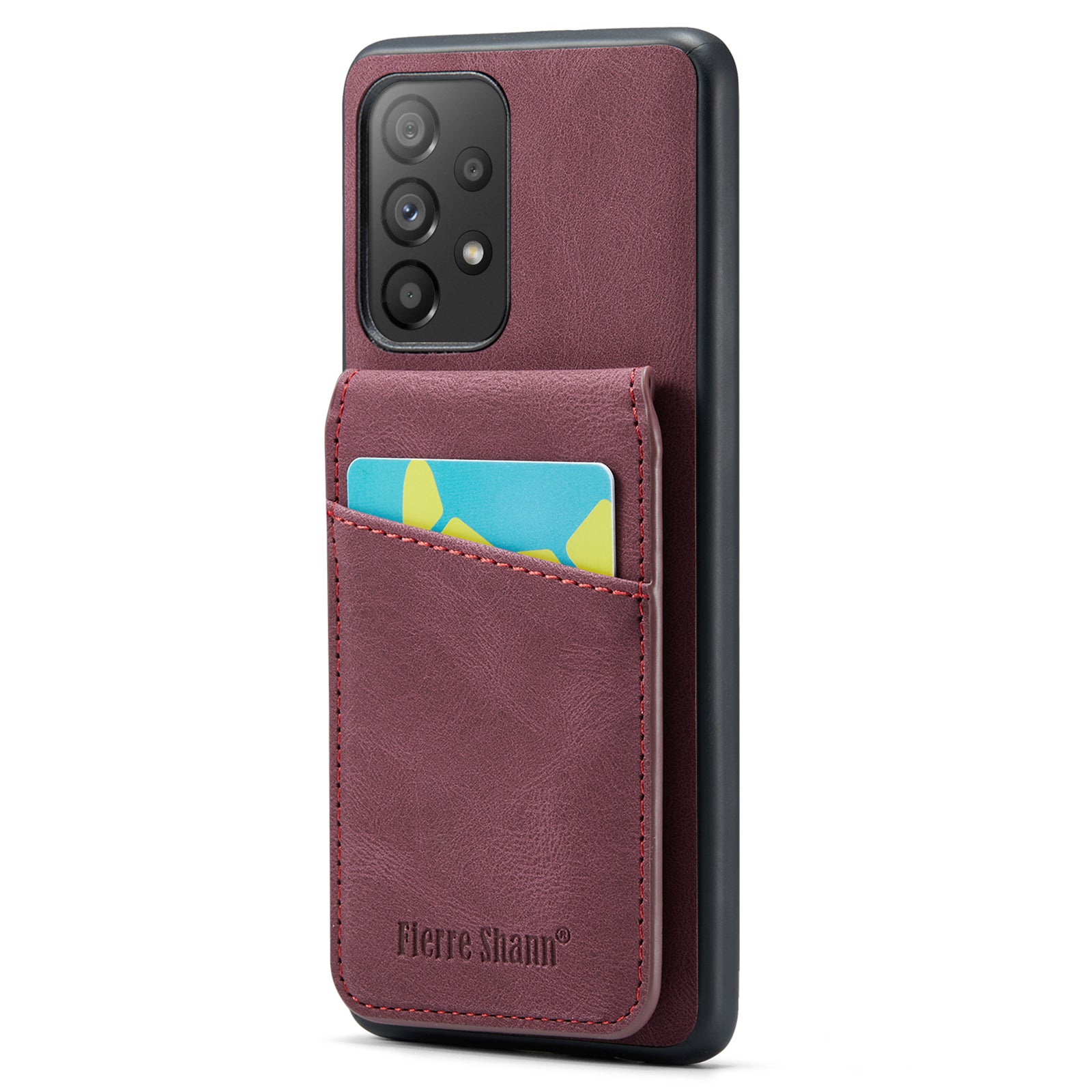 FIERRE SHANN Back Case for Samsung Galaxy A73 5G PU Leather TPU Phone Kickstand Shell with Card Slots