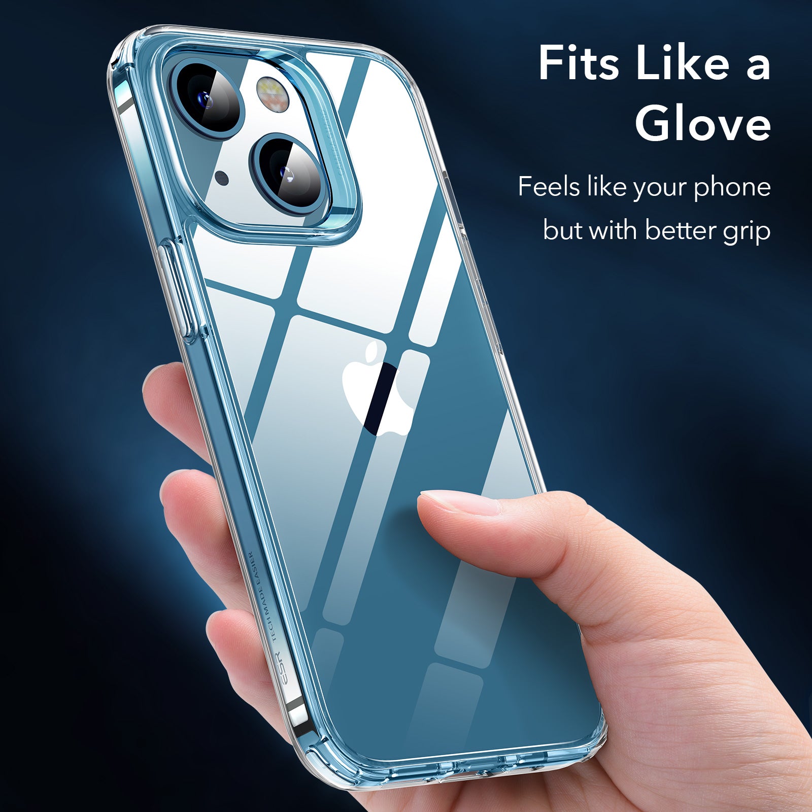 ESR For iPhone 13 Hybrid Phone Case PC TPU Transparent Cover with 2 Tempered Glass Film Installation Frame