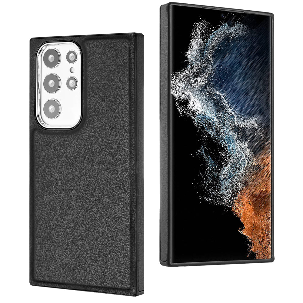 YB Leather Coating Series-6 Phone Cover for Samsung Galaxy S22 Ultra 5G PU Leather TPU Back Case