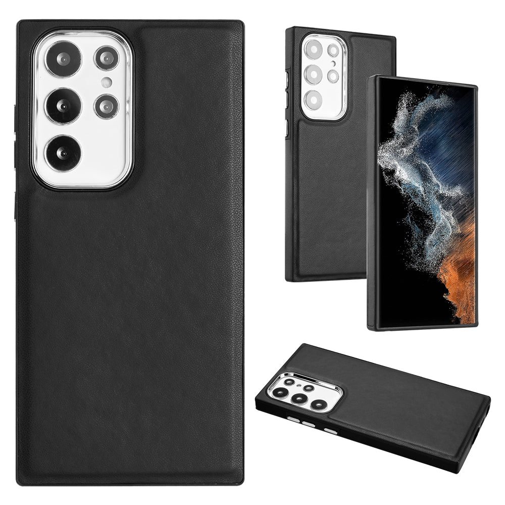 YB Leather Coating Series-6 For Samsung Galaxy S23 Ultra PU Leather TPU Anti-drop Case Cell Phone Cover