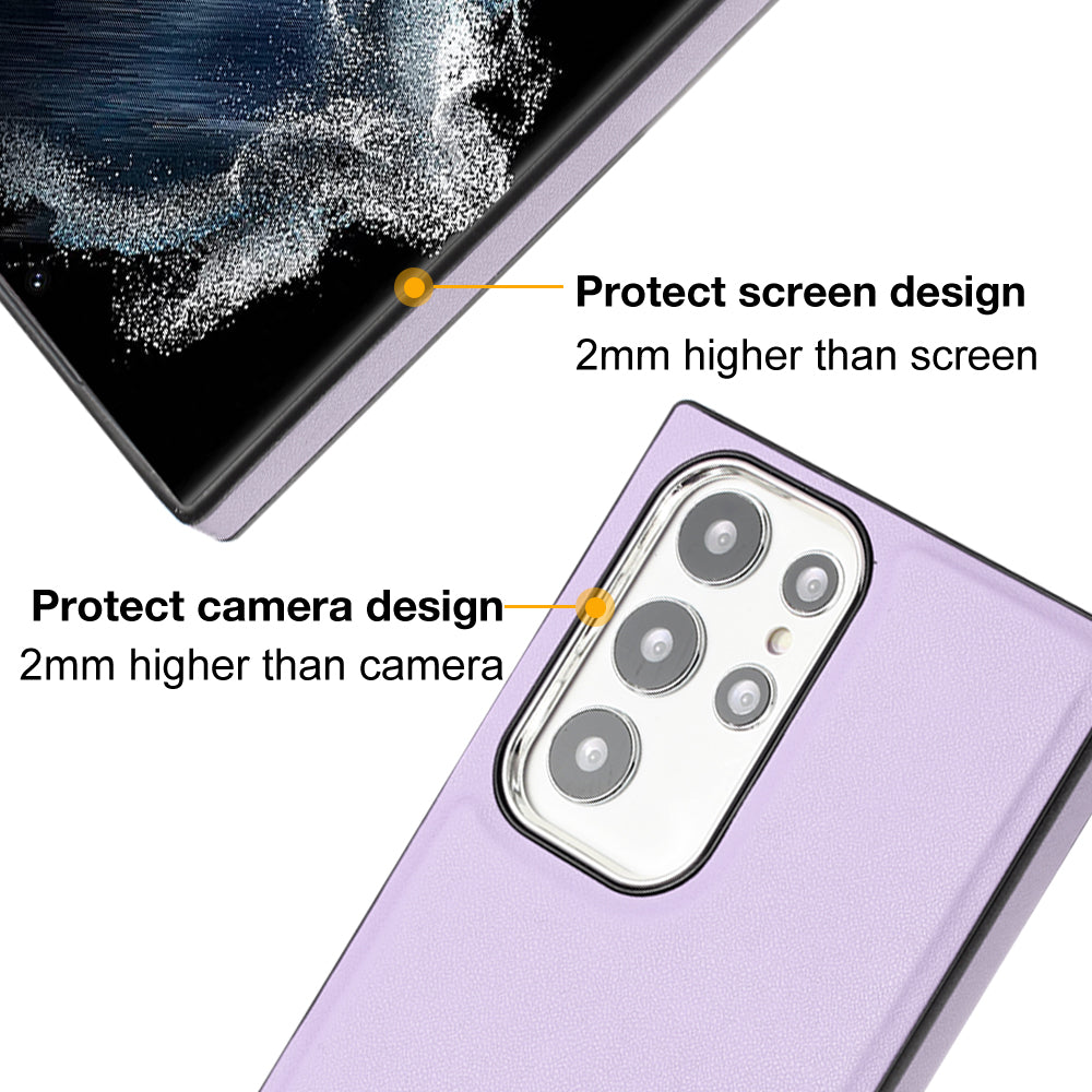 YB Leather Coating Series-6 For Samsung Galaxy S23 Ultra PU Leather TPU Anti-drop Case Cell Phone Cover