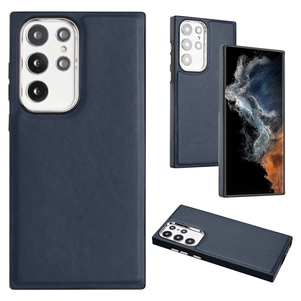 YB Leather Coating Series-6 For Samsung Galaxy S23 Ultra PU Leather TPU Anti-drop Case Cell Phone Cover