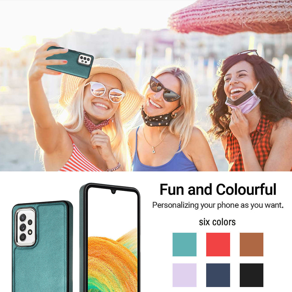 YB Leather Coating Series-6 For Samsung Galaxy A33 5G PU Leather Coated TPU Anti-fall Case Phone Cover