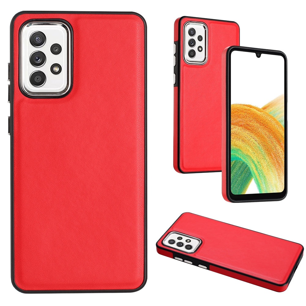 YB Leather Coating Series-6 For Samsung Galaxy A33 5G PU Leather Coated TPU Anti-fall Case Phone Cover