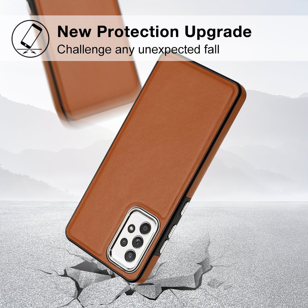 YB Leather Coating Series-6 For Samsung Galaxy A33 5G PU Leather Coated TPU Anti-fall Case Phone Cover
