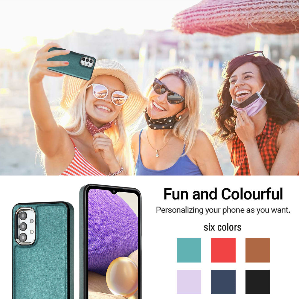 YB Leather Coating Series-6 pro Samsung Galaxy A13 4G kryt telefonu PU kožené TPU pouzdro odolné proti nárazu