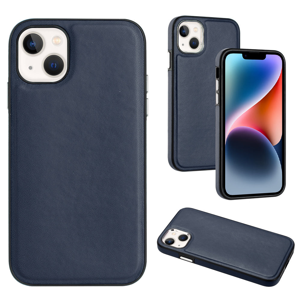 YB Leather Coating Series-6 For iPhone 14 Cell Phone Guard Cover Anti-scratch PU Leather TPU Case