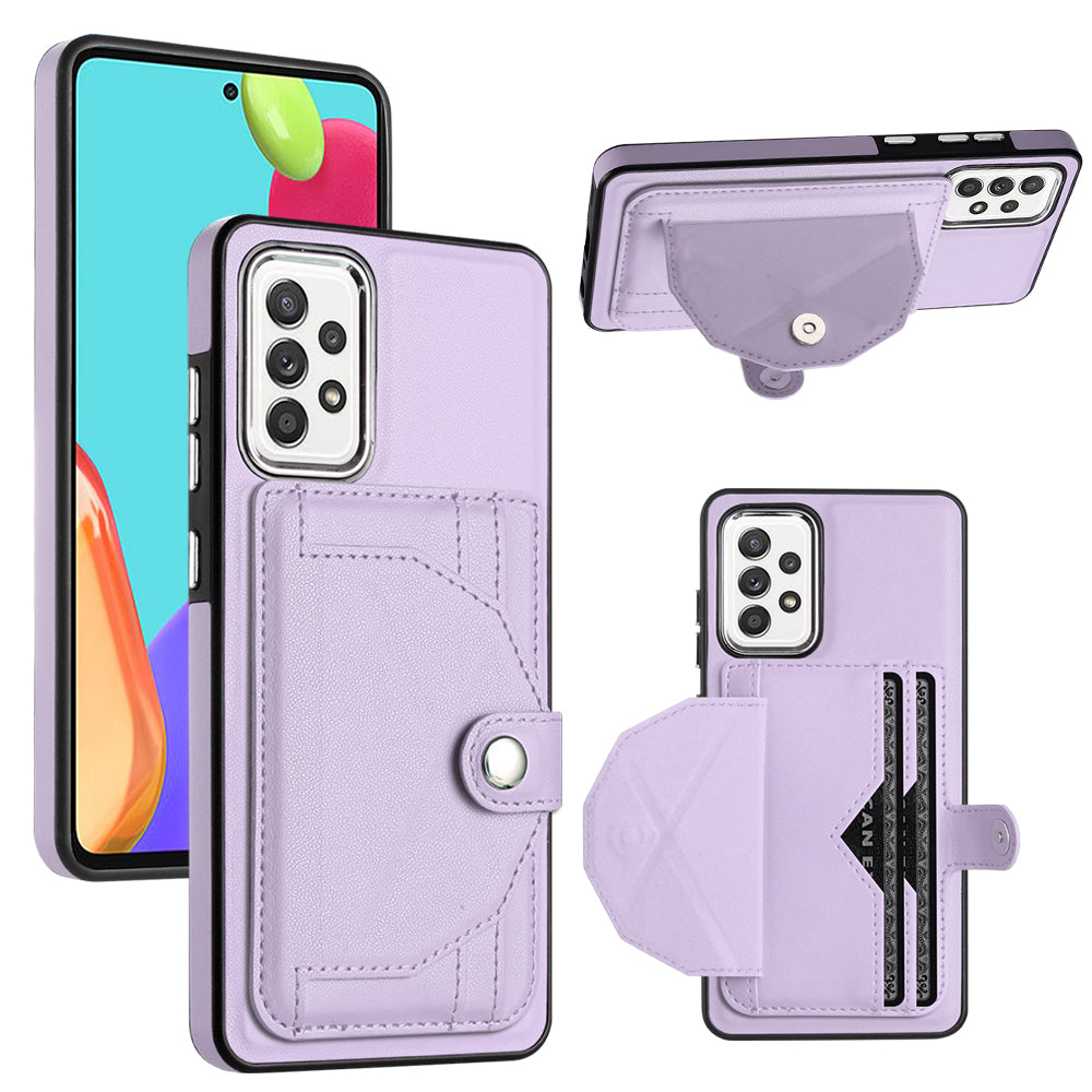 YB Leather Coating Series-4 for Samsung Galaxy A53 5G Leather Coated TPU Phone Case with Kickstand Card Slots