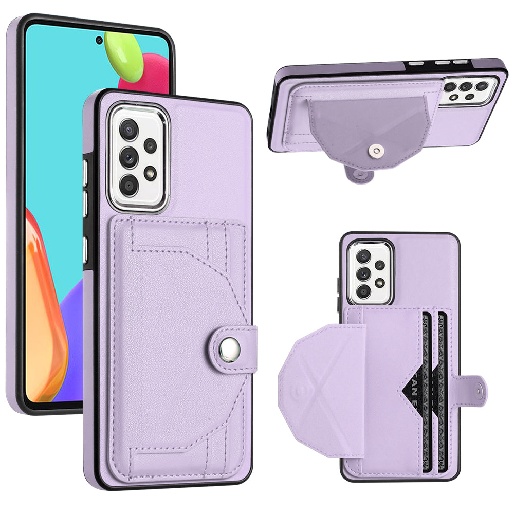 YB Leather Coating Series-4 Phone Case for Samsung Galaxy A32 4G (EU Version) Kickstand Card Slots Leather Coated TPU Cover