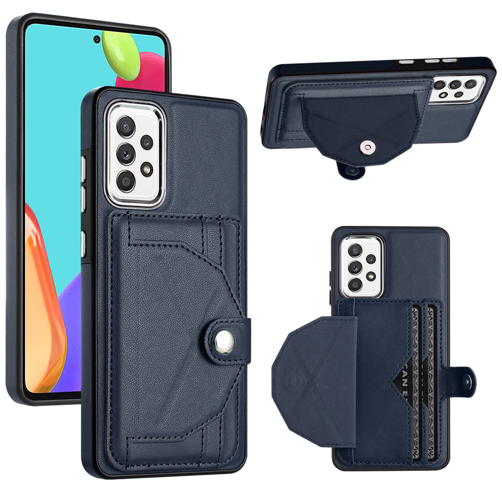 YB Leather Coating Series-4 Phone Case for Samsung Galaxy A32 4G (EU Version) Kickstand Card Slots Leather Coated TPU Cover