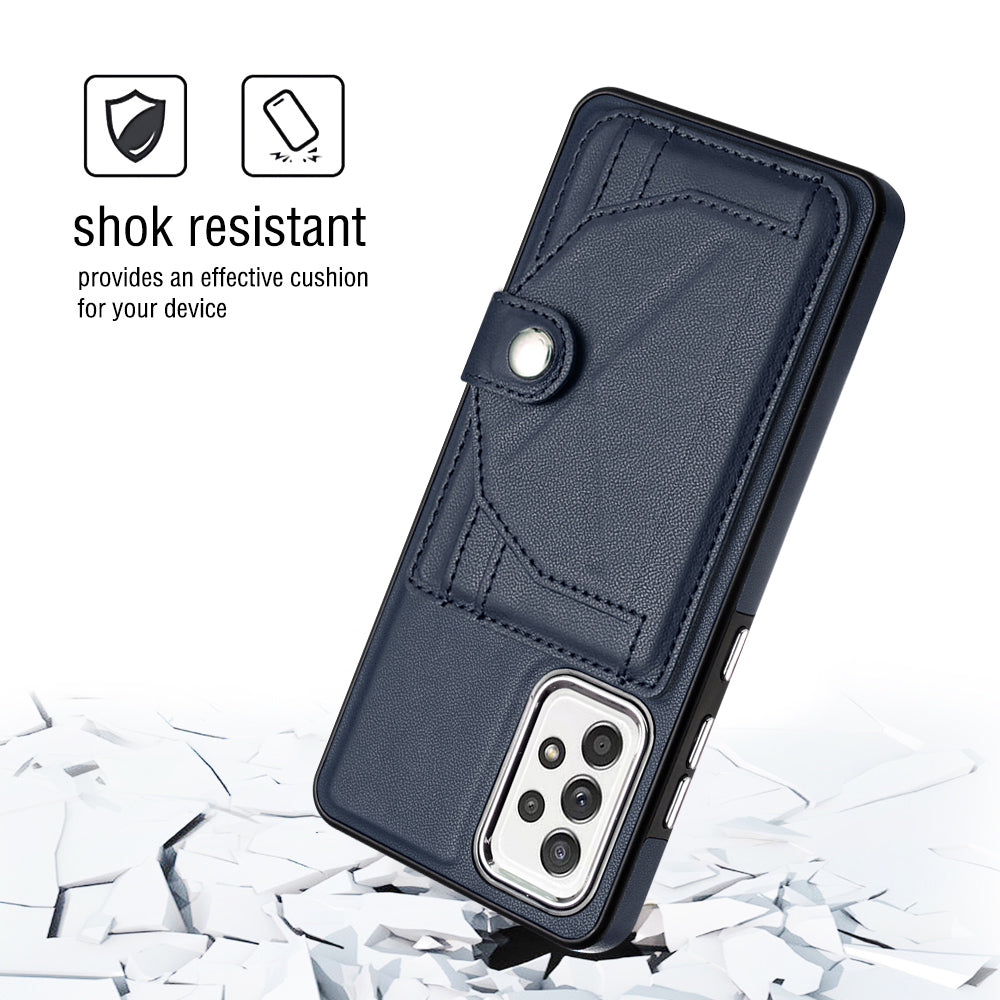 YB Leather Coating Series-4 Phone Case for Samsung Galaxy A32 4G (EU Version) Kickstand Card Slots Leather Coated TPU Cover
