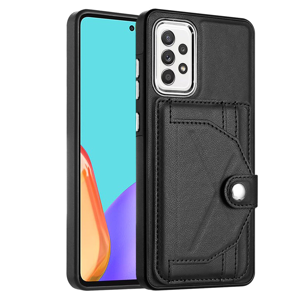 YB Leather Coating Series-4 Phone Case for Samsung Galaxy A32 4G (EU Version) Kickstand Card Slots Leather Coated TPU Cover