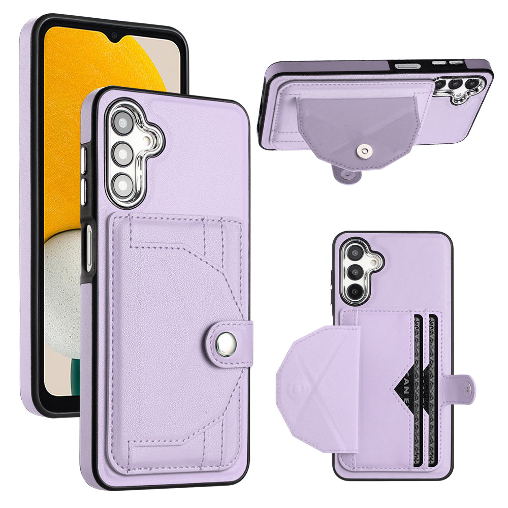YB Leather Coating Series-4 for Samsung Galaxy A13 5G M13 5G A04s 4G A04 4G Kickstand Case Card Holder Phone Cover