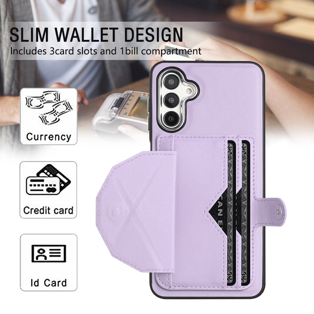 YB Leather Coating Series-4 for Samsung Galaxy A13 5G M13 5G A04s 4G A04 4G Kickstand Case Card Holder Phone Cover