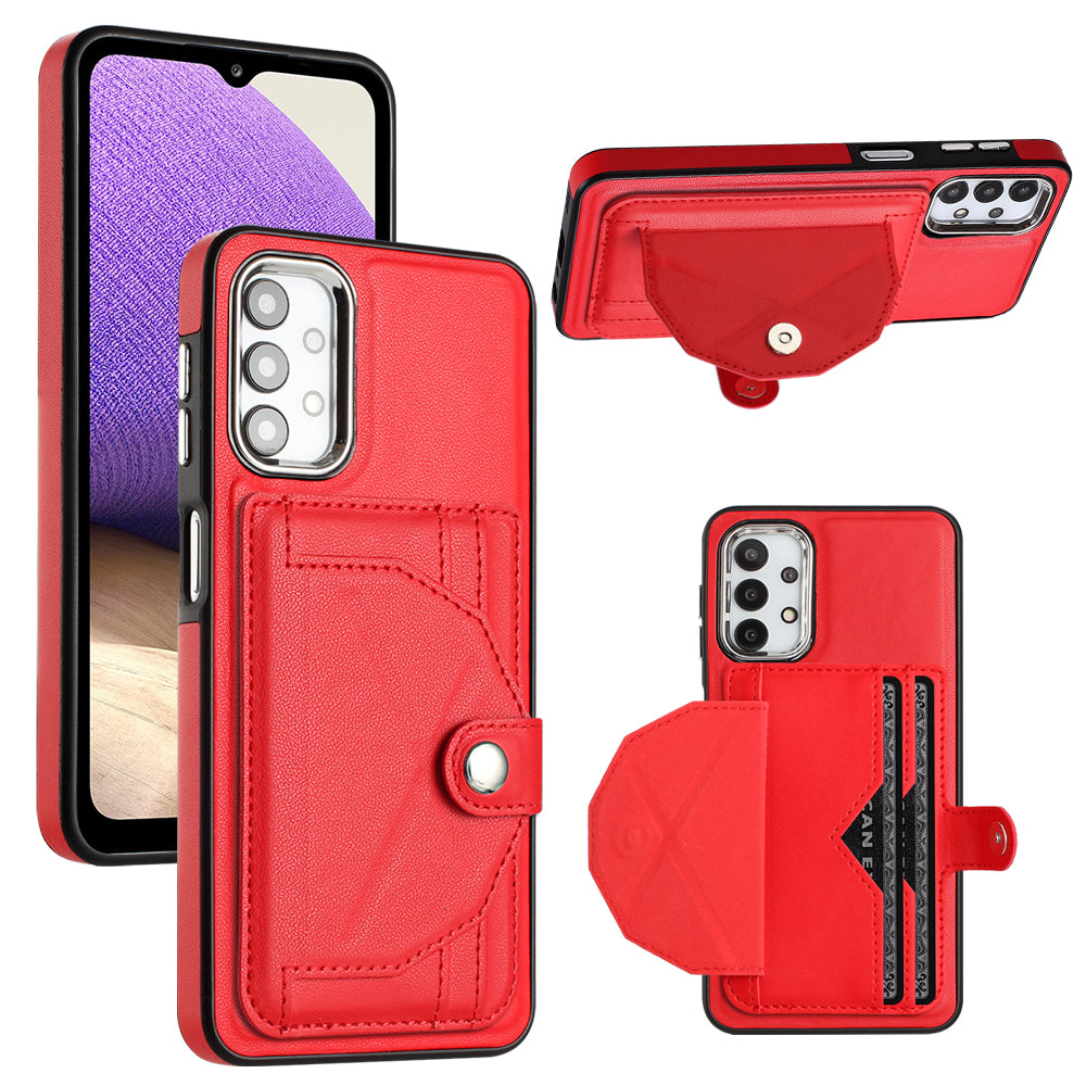YB Leather Coating Series-4 for Samsung Galaxy A23 4G A23 5G (Global Version) F23 5G M23 5G Kickstand Case Card Holder Phone Cover