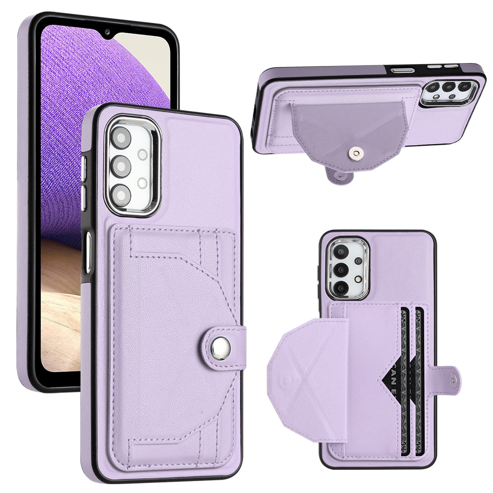YB Leather Coating Series-4 for Samsung Galaxy A23 4G A23 5G (Global Version) F23 5G M23 5G Kickstand Case Card Holder Phone Cover