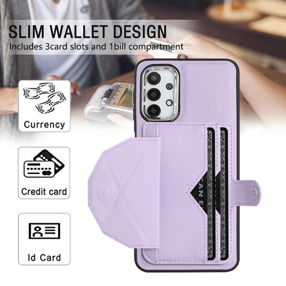 YB Leather Coating Series-4 for Samsung Galaxy A23 4G A23 5G (Global Version) F23 5G M23 5G Kickstand Case Card Holder Phone Cover