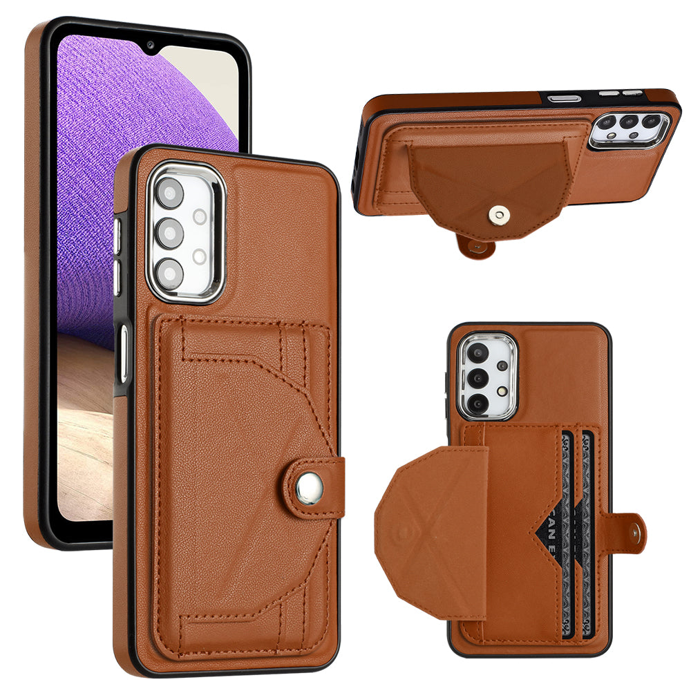 YB Leather Coating Series-4 for Samsung Galaxy A23 4G A23 5G (Global Version) F23 5G M23 5G Kickstand Case Card Holder Phone Cover