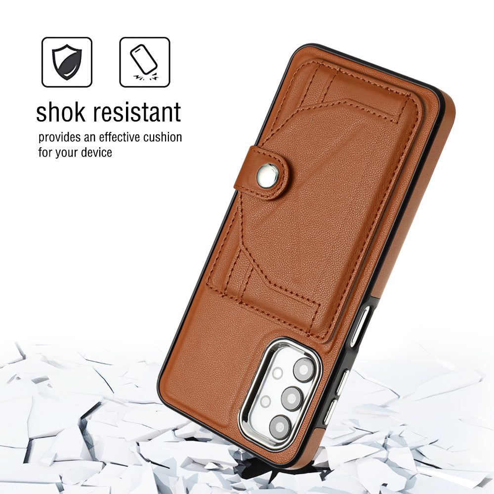 YB Leather Coating Series-4 for Samsung Galaxy A23 4G A23 5G (Global Version) F23 5G M23 5G Kickstand Case Card Holder Phone Cover