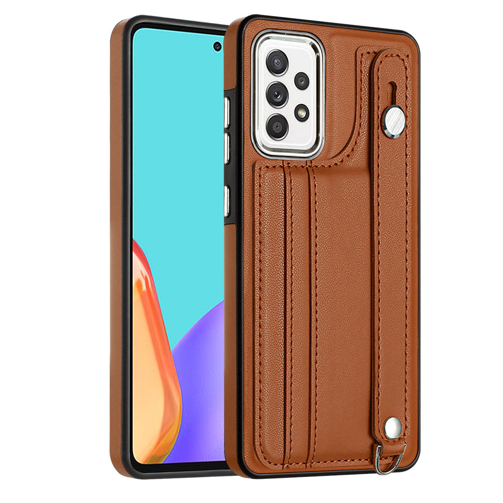 For Samsung Galaxy A32 4G (EU Version) Phone Case YB Leather Coating Series-5 Card Holder Kickstand TPU Cover