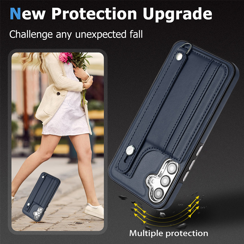 Kickstand Case for Samsung Galaxy A54 5G Phone Shell YB Leather Coating Series-5 Card Holder TPU Cover