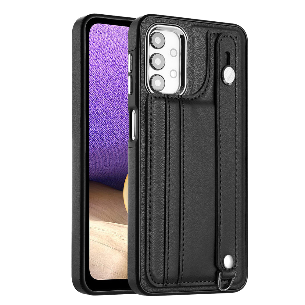 For Samsung Galaxy A32 5G M32 5G Card Holder Phone Case YB Leather Coating Series-5 Kickstand TPU Phone Cover