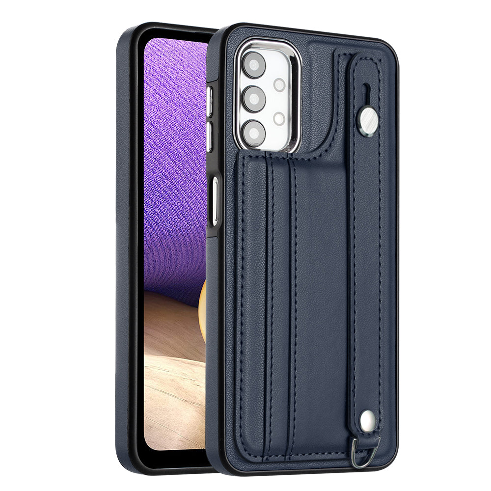 For Samsung Galaxy A32 5G M32 5G Card Holder Phone Case YB Leather Coating Series-5 Kickstand TPU Phone Cover