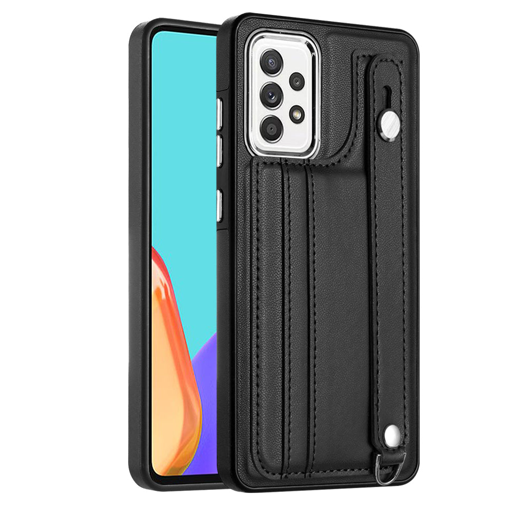 For Samsung Galaxy A72 4G A72 5G Anti-Drop Phone Case YB Leather Coating Series-5 Kickstand TPU Phone Shell