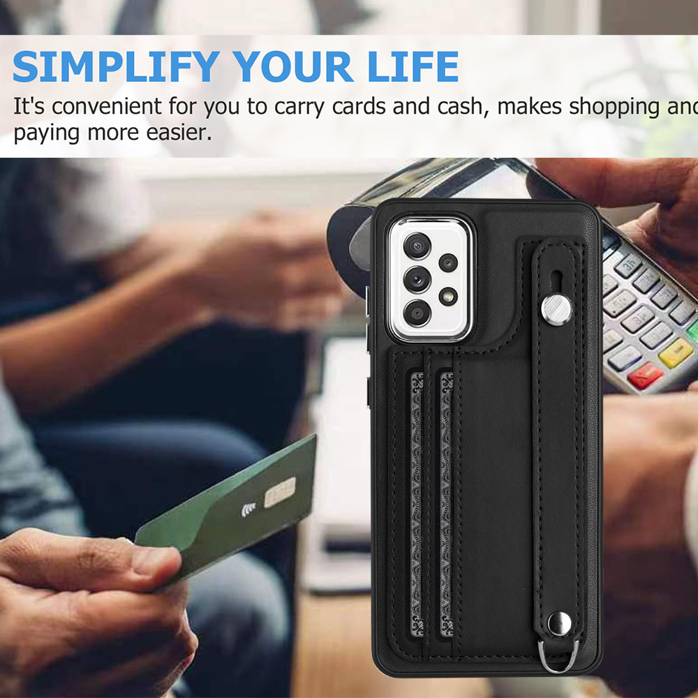 For Samsung Galaxy A72 4G A72 5G Anti-Drop Phone Case YB Leather Coating Series-5 Kickstand TPU Phone Shell