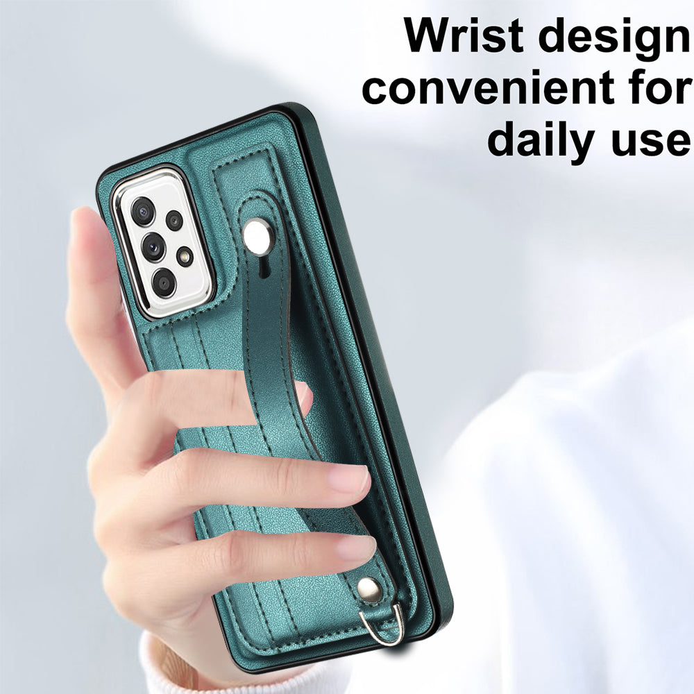 For Samsung Galaxy A72 4G A72 5G Anti-Drop Phone Case YB Leather Coating Series-5 Kickstand TPU Phone Shell