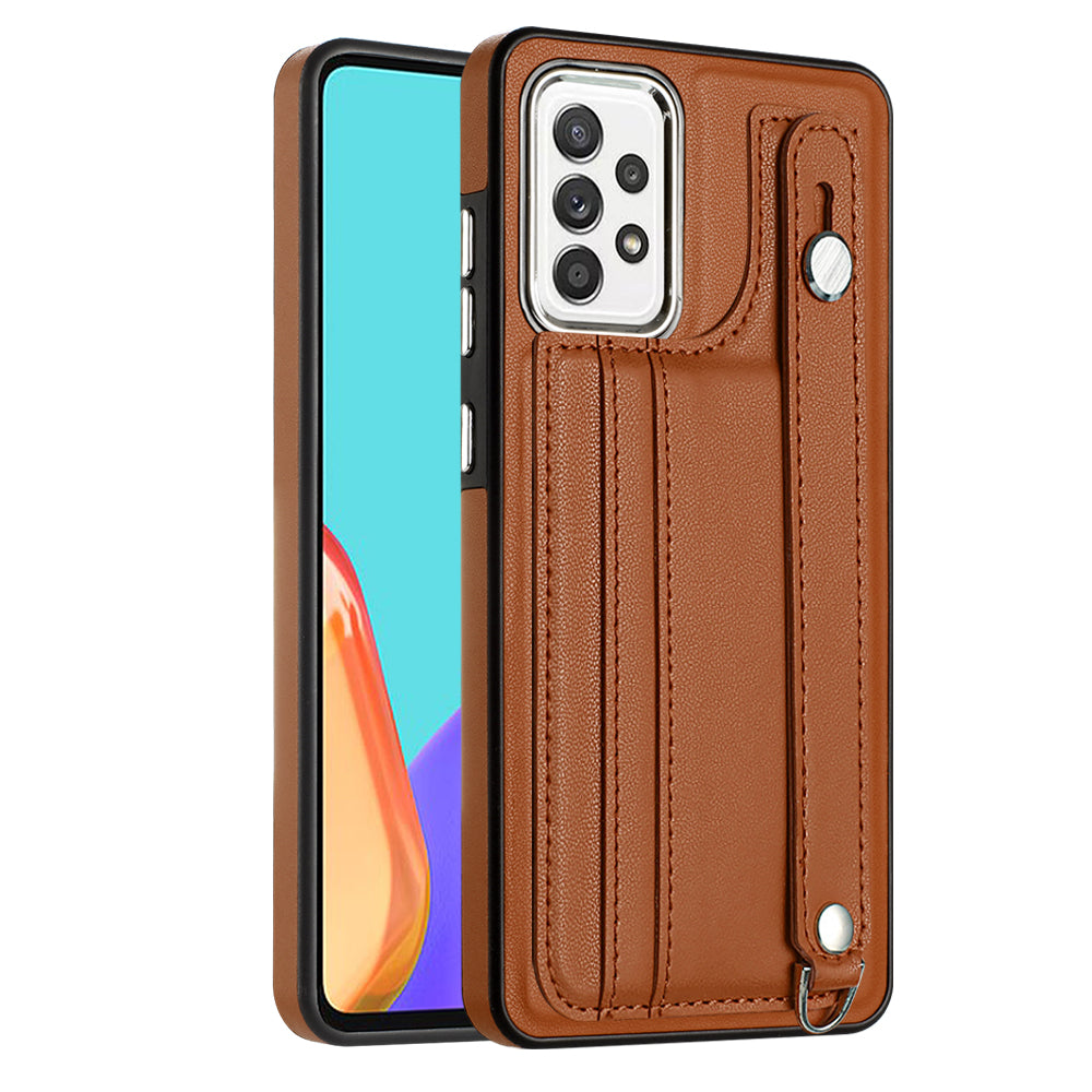 For Samsung Galaxy A72 4G A72 5G Anti-Drop Phone Case YB Leather Coating Series-5 Kickstand TPU Phone Shell