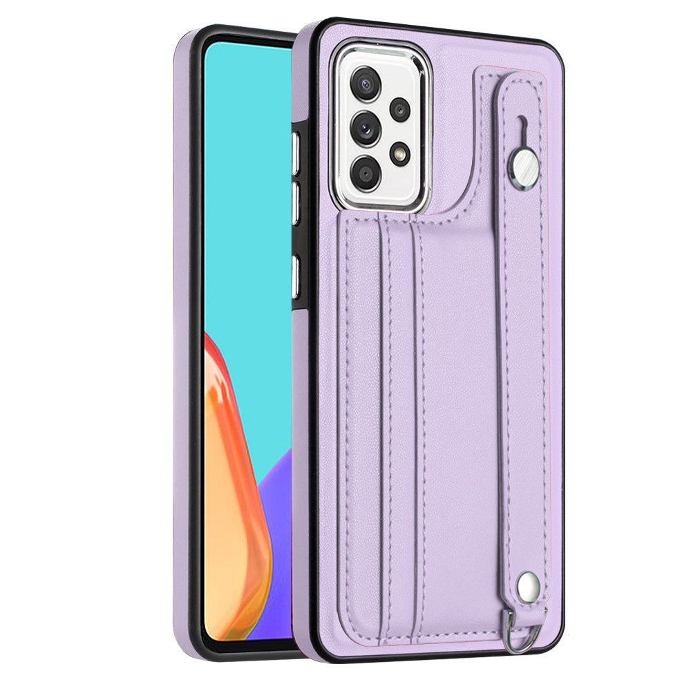 For Samsung Galaxy A72 4G A72 5G Anti-Drop Phone Case YB Leather Coating Series-5 Kickstand TPU Phone Shell