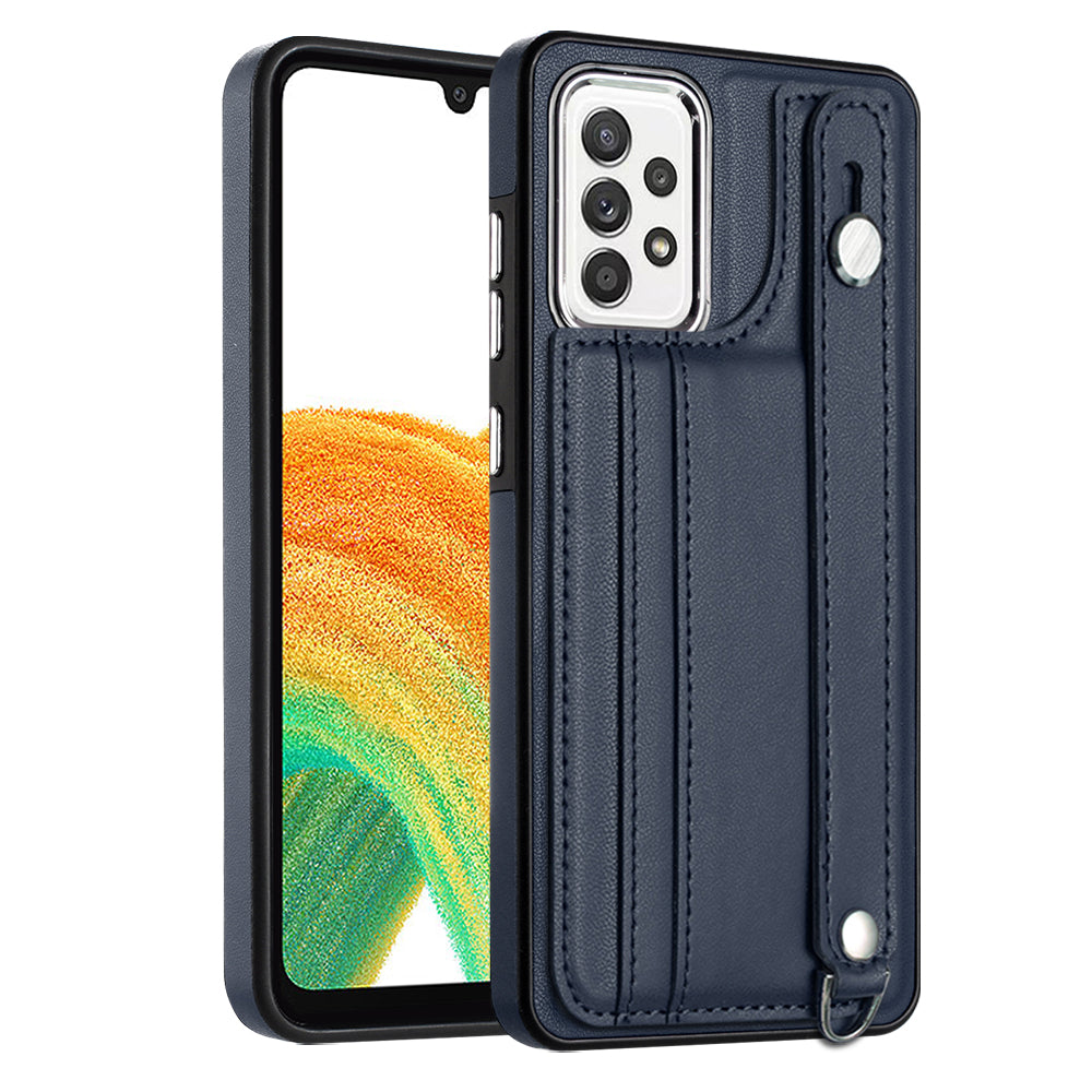 YB Leather Coating Series-5 Kickstand Phone Case for Samsung Galaxy A33 5G Card Holder Shockproof TPU Cover
