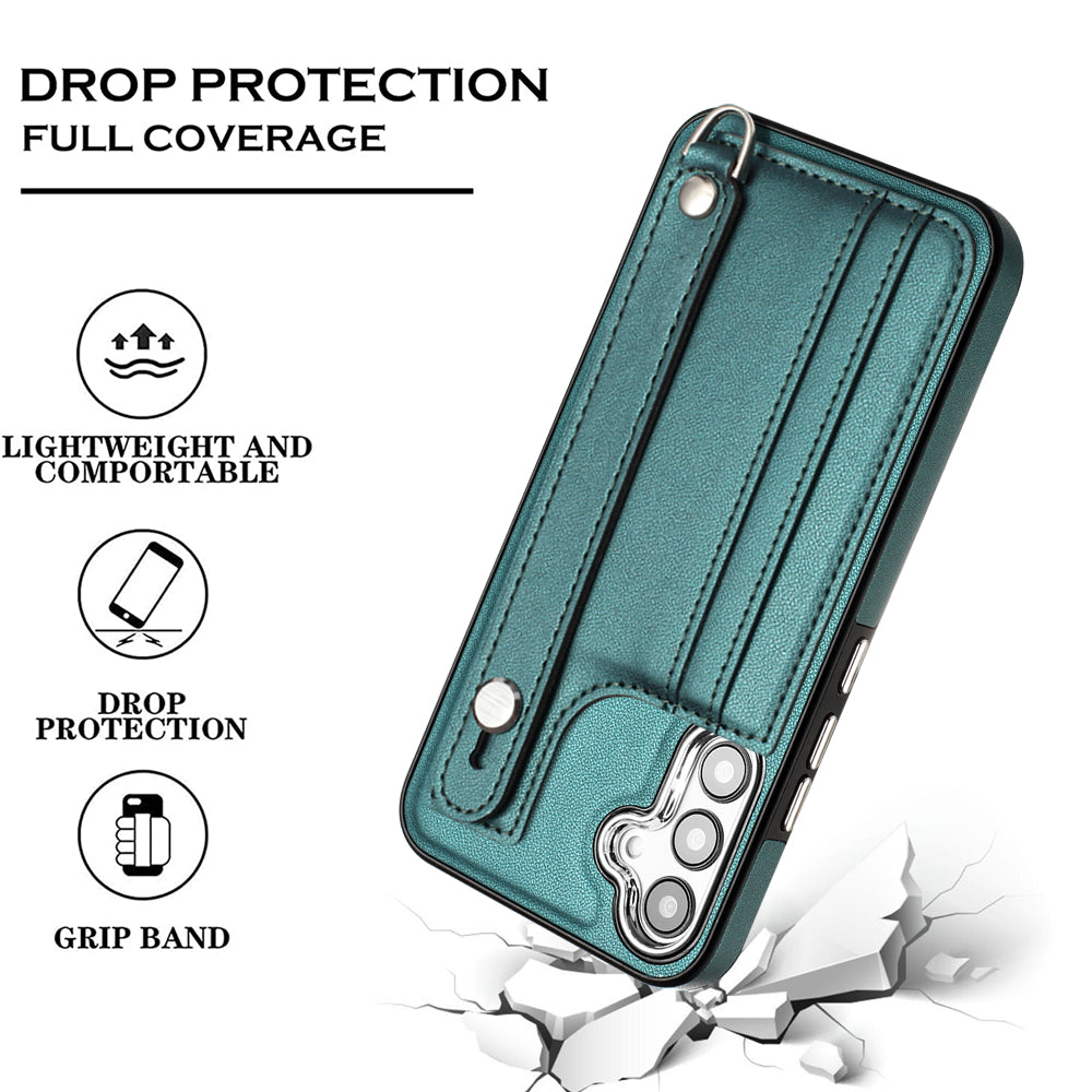 YB Leather Coating Series-5 TPU Phone Case for Samsung Galaxy A34 5G Card Holder Kickstand Phone Protector