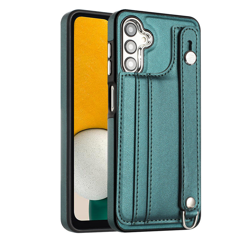 YB Leather Coating Series-5 For Samsung Galaxy A13 5G A04s 4G M13 5G A04 4G Card Slots PU Leather TPU Cover Wristband Kickstand Case