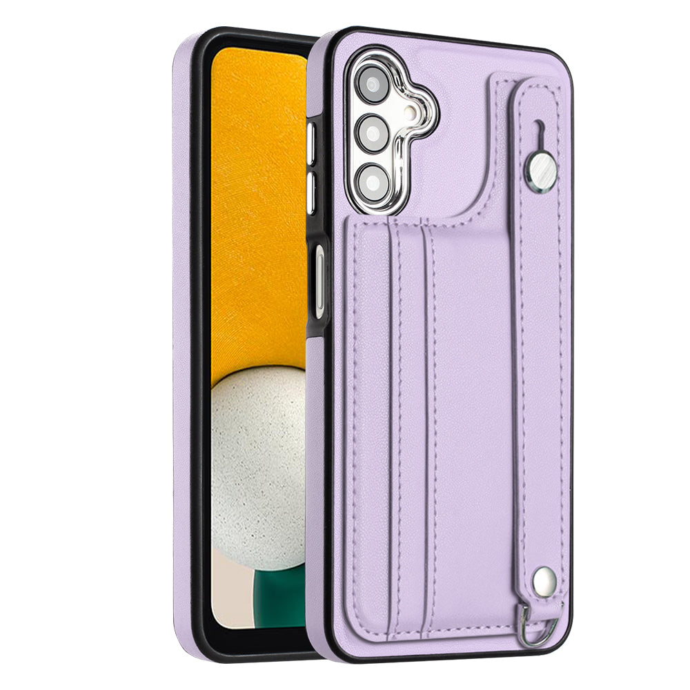 YB Leather Coating Series-5 For Samsung Galaxy A13 5G A04s 4G M13 5G A04 4G Card Slots PU Leather TPU Cover Wristband Kickstand Case