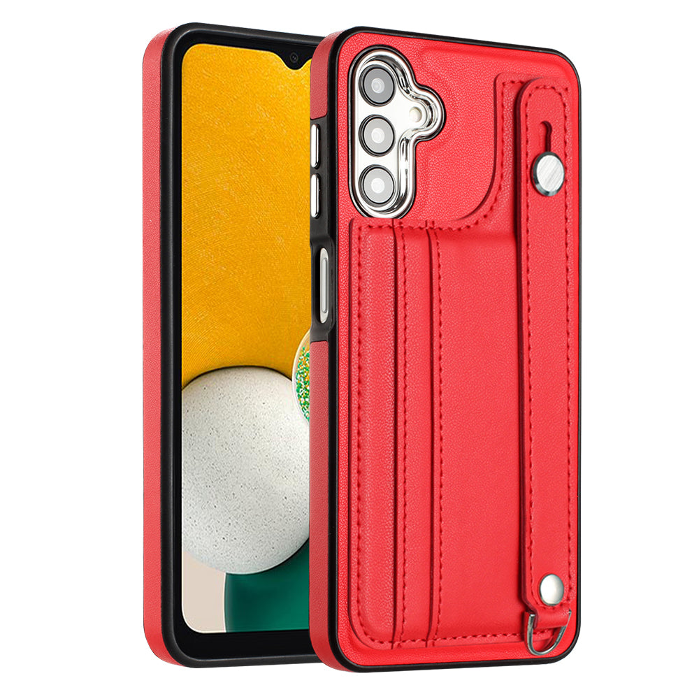 YB Leather Coating Series-5 For Samsung Galaxy A13 5G A04s 4G M13 5G A04 4G Card Slots PU Leather TPU Cover Wristband Kickstand Case