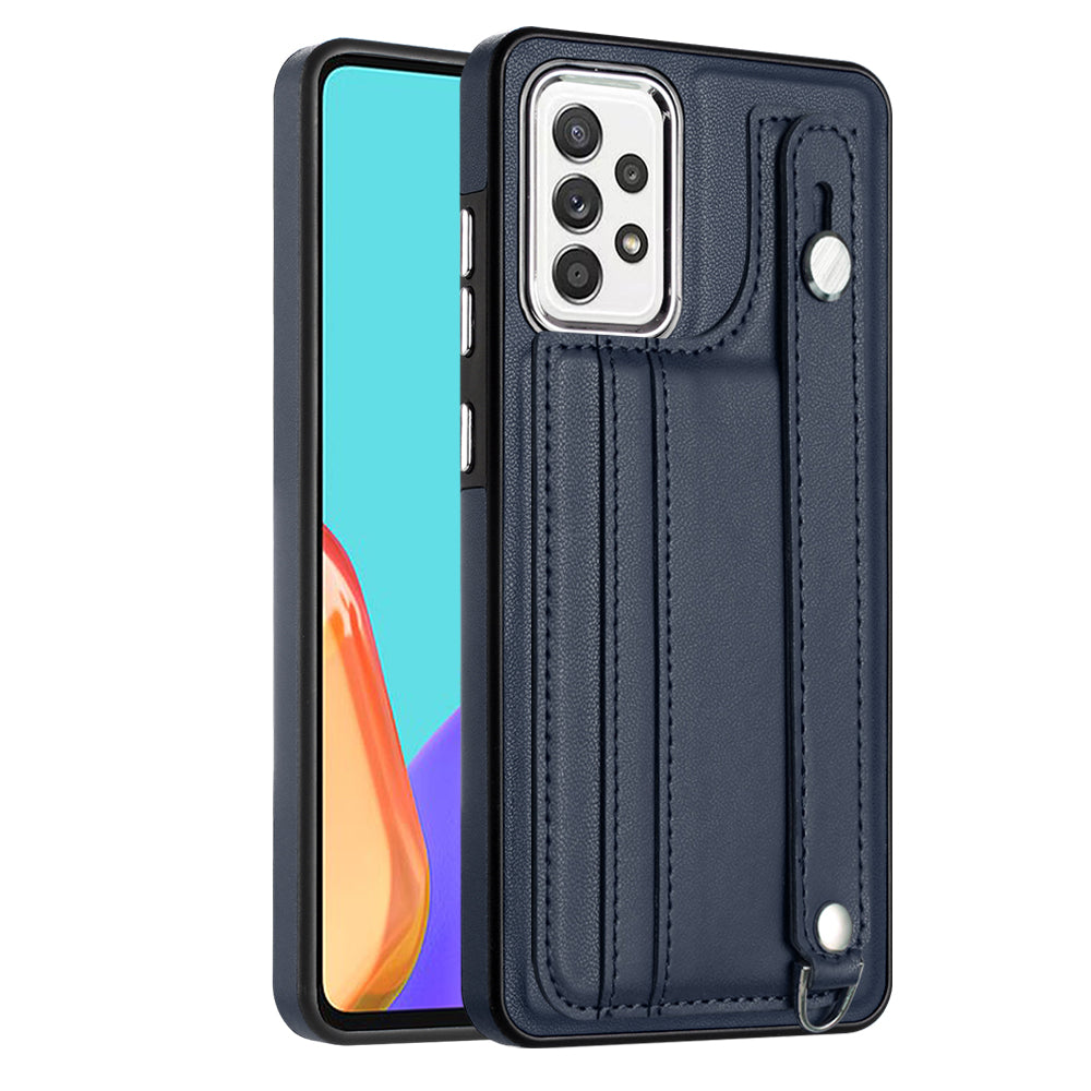 YB Leather Coating Series-5 For Samsung Galaxy A52 4G A52s 5G A52 5G PU Leather TPU Card Holder Phone Cover Strap Kickstand Case