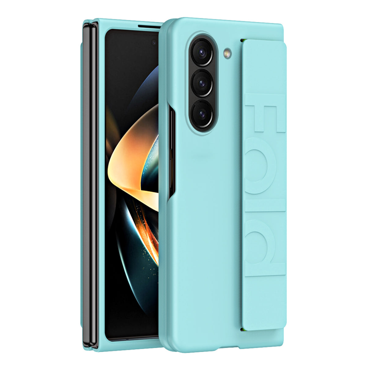 Wrist Strap Phone Case for Samsung Galaxy Z Fold5 5G Anti-scratch Rubberized PC Phone Cover
