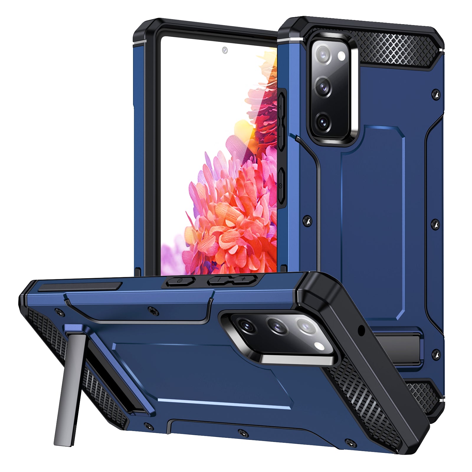For Samsung Galaxy S21 FE 5G Kickstand Case TPU PC Dual Layer Protection Shockproof Phone Cover