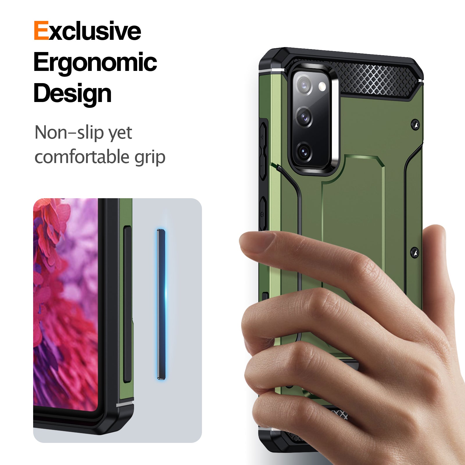 For Samsung Galaxy S21 FE 5G Kickstand Case TPU PC Dual Layer Protection Shockproof Phone Cover