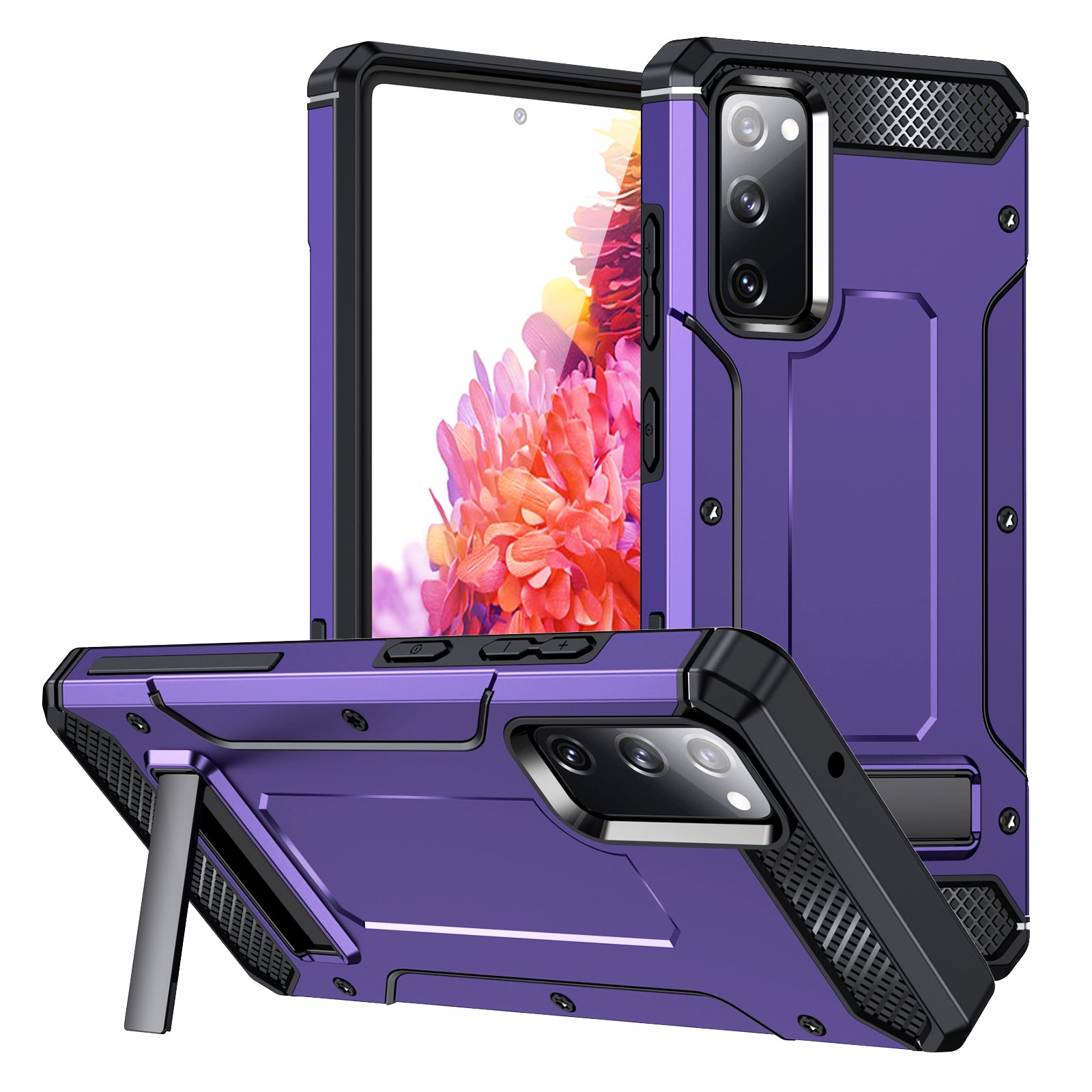 For Samsung Galaxy S21 FE 5G Kickstand Case TPU PC Dual Layer Protection Shockproof Phone Cover